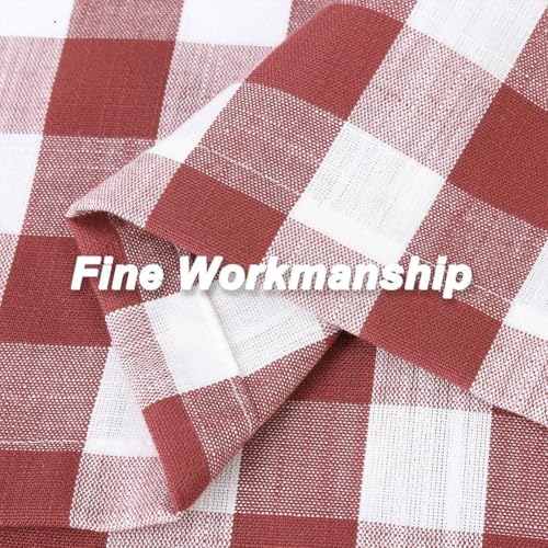 Amzdecor Red White Buffalo Plaid Valance Semi Sheer Cafe Curtain 55"x15" - color: White/Red