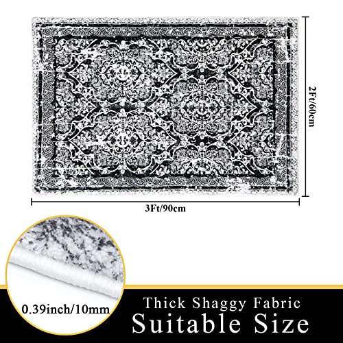 Vaukki Hallway Runner 2x3 ft, Black Vintage Shaggy Soft Kitchen Rug - color: Black, size: 2' x 3'(Runner)