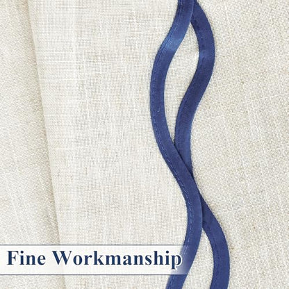 DriftAway Semi Sheer Scalloped Edge Linen Coastal Beach Window Curtains for Living Room Bedroom 2 Panels Rod Pocket Each Size 52 Inch by 63 Inch Navy - color: Linen Navy, size: 52"W x 63"L (Pack of 2)
