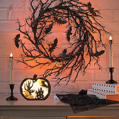 CCINEE 2pcs Halloween Lighted Wooden Table Decoration, Ghost Pumpkin Tabletop Centerpieces LED Boo Spooky Sign for Trick or Treat Halloween Party Dinner Coffee Table Topper Tier Tray Room Decor