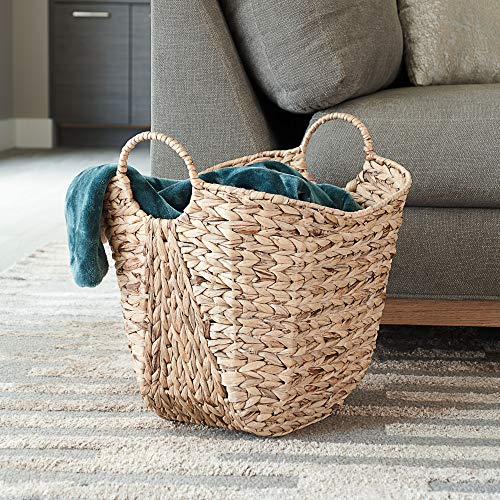 Household Essentials ML-4002 Tall Water Hyacinth Wicker Basket with Handles | Natural, Brown, Natural - color: Natural Hyacinth
