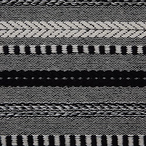 DII Braided Stripe Table Runner, 15x72 with 2.5" Fringe, Black - size: 15x72" (15x77", Fringe Included)