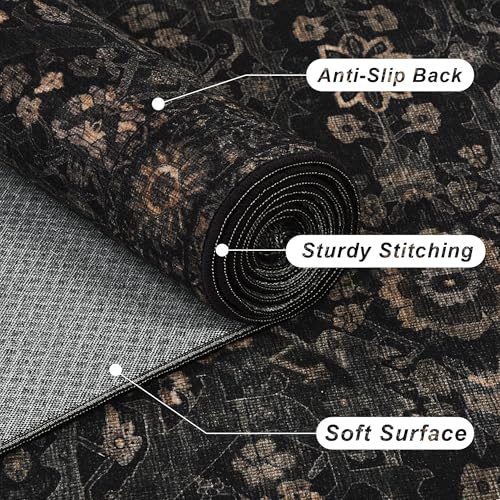 Zeeinx 2x6 Washable Runner Rugs for Hallway Kitchen Runner Rug Black Gold - color: Black Gold, size: 2'*6'(Runner)
