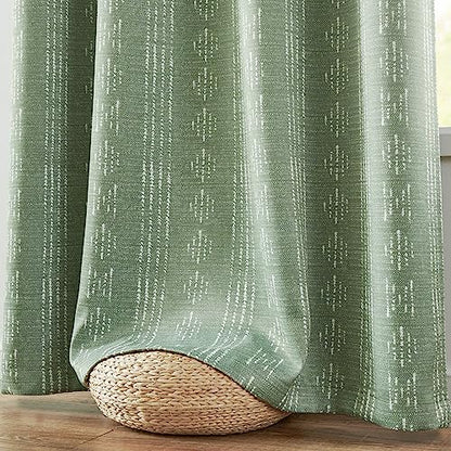 jinchan Boho Blackout Curtains 63 Inch Length for Bedroom Living Room - color: Boho | White on Sage Green, size: 52"W x 63"L (Pack of 2)