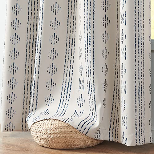 jinchan Boho Blackout Curtains 54 Inch Length for Bedroom - color: Boho | Blue on Beige, size: 52"W x 54"L (Pack of 2)