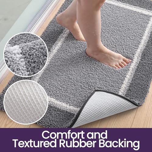 DEXI Bathroom Rugs 32x20, Soft Absorbent Bath Mat, Light Grey - color: Light Grey, size: 32" X 20" (Rectangular)