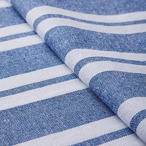 Encasa XO Table Runner, Woven Cotton Dining Linens 13"x36" Blue - color: Franca Blue Stripes, size: 13x36 in