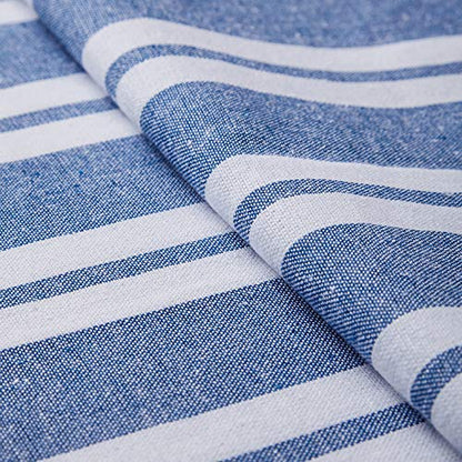 Encasa XO Table Runner, Woven Cotton Dining Linens 13"x36" Blue - color: Franca Blue Stripes, size: 13x36 in