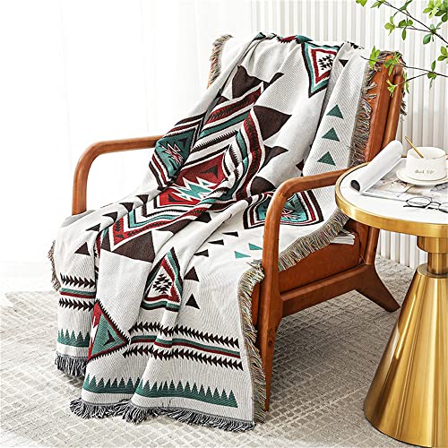 Homesy Aztec Throw Blanket Native Southwestern Bed Blankets 51"x63" White - color: White, size: 51"x63"