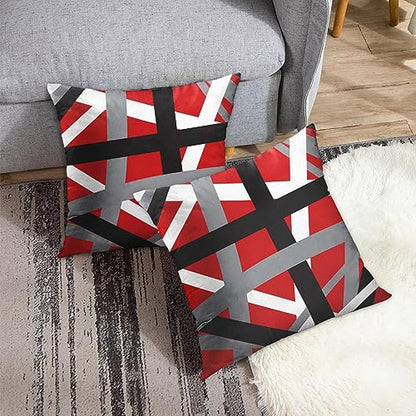 Emvency Throw Pillow Covers Set of 2, 16 x 16 Inch, Striped Retro Red - color: Red, size: 16" x 16" (Pack of 2)