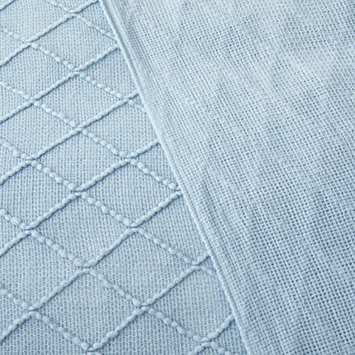Acrylic Knitted Throw Blanket, 50 x 60 Inches, Light Blue - color: Light Blue