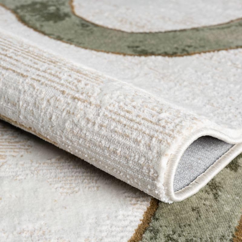 Abani Beige Cream Green Graffiti Washable Area Rug – 2' x 3' – Abstract Artistic Design – Ivy Collection – Non-Shedding, Easy to Clean – Durable for High Traffic Areas – Living Room & Bedroom - size: 2' x 3' (Rectangular)