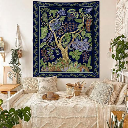 Apdidl Green Boho Tapestry for Bedroom, Hippie Tree of Life Wall Tapestries - color: K - Boho Tree Tapestry, size: 60"L x 51"W