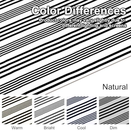 LEEVAN 3'X5' Black and White Striped Woven Cotton Reversible Outdoor Rug - color: 1white Strip, size: 3' x 5'