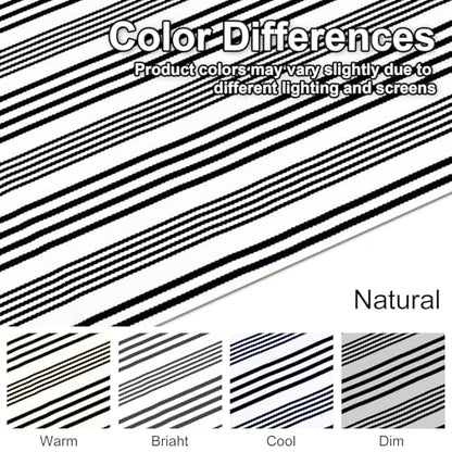 LEEVAN 3'X5' Black and White Striped Woven Cotton Reversible Outdoor Rug - color: 1white Strip, size: 3' x 5'
