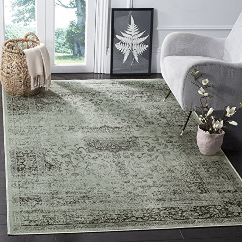 SAFAVIEH Area Rug 8x10 - Vintage Collection - Large - Spruce, Viscose, Distressed Design, Slip Resistant, Ideal for Living Room, Bedroom, Office, Dining Space (VTG113-2111) - color: Spruce, size: 8' x 10' (Rectangular)