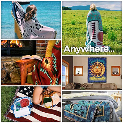 Pure Country Weavers Las Cruces Teal Blanket - Southwest Native American Inspired - Gift Tapestry Throw Woven from Cotton - Made in the USA (72x54) - color: Las Cruces Teal, size: Large