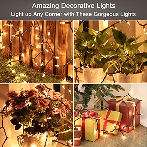 ODEETRONIC Clear Christmas String Lights, 69.6 ft 300 Count Incandescent - color: Warm White-Brown Wire, size: 300 Count Incandescent