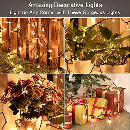 ODEETRONIC Clear Christmas String Lights, 69.6 ft 300 Count Incandescent - color: Warm White-Brown Wire, size: 300 Count Incandescent