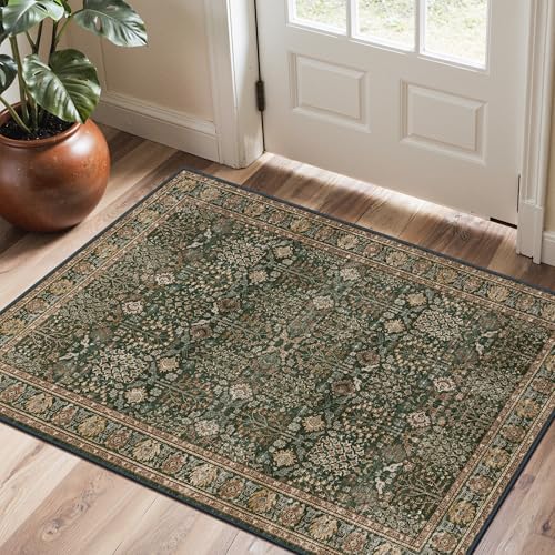 Bavni 2x3 Washable Rug, Non Slip Entryway Mat, Dark Green Brown - color: Dark Green Brown, size: 2' x 3' (Rectangular)
