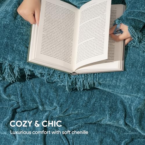 RECYCO Chenille Throw Blanket for Couch, 60"x80", Teal - color: Teal, size: 60'' X 80''