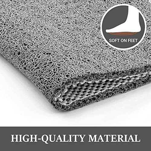LuxStep Shower Mat Bathtub Mat,Non-Slip Bath Mat with Drain, Quick Drying - color: Stylish Grey, size: 40" x 16"