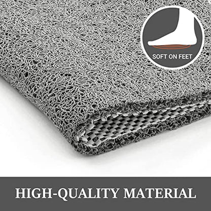 LuxStep Shower Mat Bathtub Mat,Non-Slip Bath Mat with Drain, Quick Drying - color: Stylish Grey, size: 36" x 16"