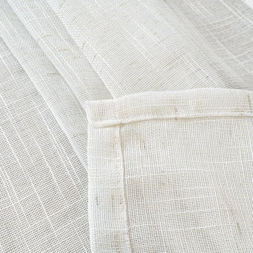YoungsTex Linen Semi Sheer Curtains 45 Inch Length Rod Pocket - color: Cloud White, size: 42"W x 45"L (Pack of 2)