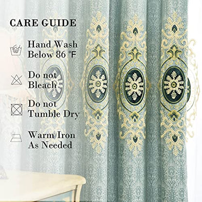 VOGOL Simple Chenille Jacquard Blackout Window Elegance Curtains/Drapes/Panels/Treatments for Bedroom Living Room,Top Grommets (2 Panels) - color: Blue-curtain, size: 42"W x 63"L (Pack of 2)