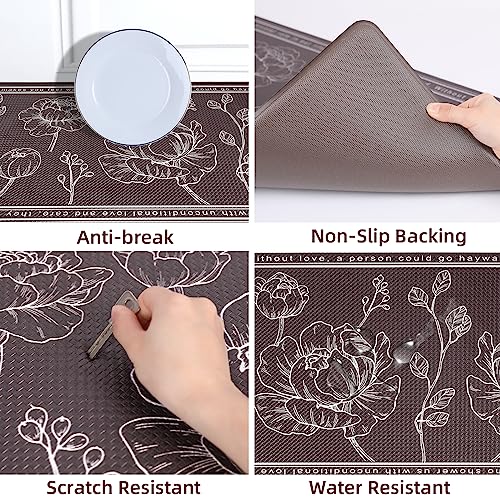 Kitchen Floor Mat Set of 2, Anti Fatigue Kitchen Mat 17"x59"+17"x29" - color: Brown, size: 17"x59"+17"x29"