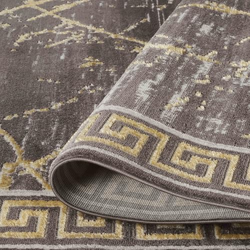 GLORY RUGS Area Rugs Marble 4x5 Brown Gold Carpet Modern Abstract Rug Living Room Dining Bedroom Rug - color: Brown Gold, size: 4' x 5' (Rectangular)