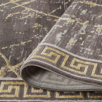 GLORY RUGS Area Rugs Marble 4x5 Brown Gold Carpet Modern Abstract Rug Living Room Dining Bedroom Rug - color: Brown Gold, size: 4' x 5' (Rectangular)