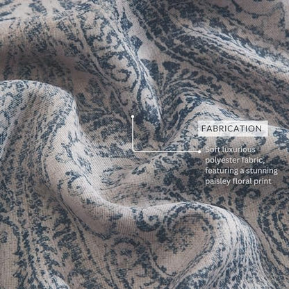 Threadmade Vittoria Paisley Printed Blackout Curtain Panel, Blue - 52" W x 95" L - color: Blue, size: 52"W x 95"L (Pack of 1)