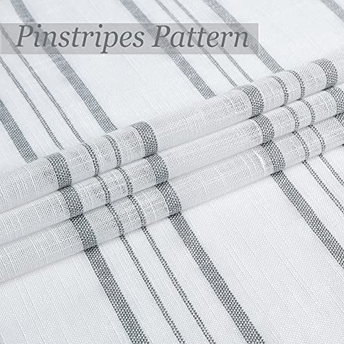 SXZJTEX Striped Cafe Kitchen Curtains Tiers 36 Inch Grey White Linen - color: Grey, size: 27"W x 36"L (Pack of 2)