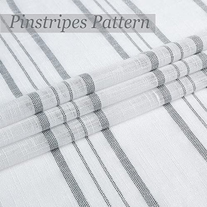 SXZJTEX Striped Cafe Kitchen Curtains Tiers 36 Inch Grey White Linen - color: Grey, size: 27"W x 36"L (Pack of 2)