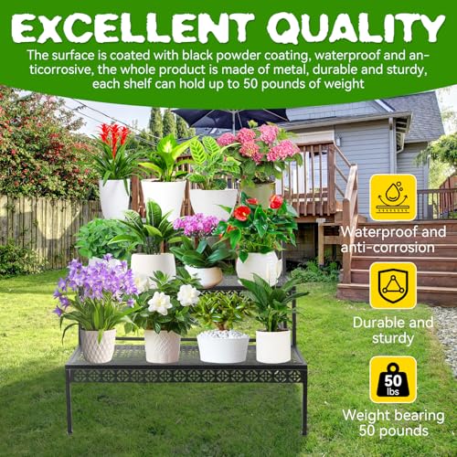 3 Tier Metal Plant Stand, Ladder Flower Pot Holder Plant Stands