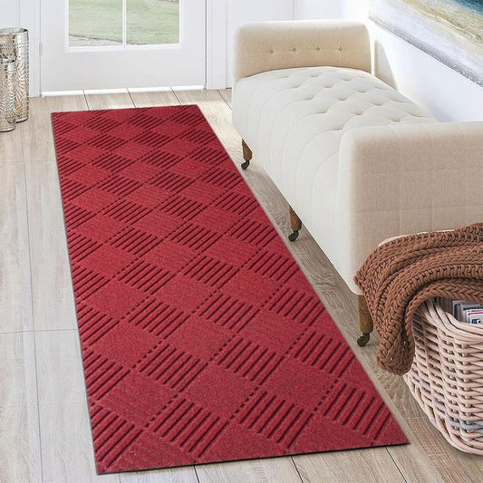 Petgrow Hallway Runner Rug 2FTX6FT,Super Skid Resistant TPR Backing Area Rug Runner, Indoor Outdoor Carpet Door Mat for Floor Entryway Kitchen Laundry Balcony Garage Corridor Stair,Red - color: Diamond Red, size: 2FTX6FT