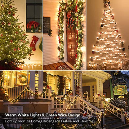 Warm White Christmas Mini Lights, 23FT 100 Count with Green Wire - color: Warm White,Green Wire