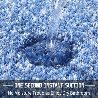 Yimobra Bathroom Rugs Non Slip Washable 36x24, Plush Bath Mat, Blue&White - color: Blue and White, size: 36" X 24"