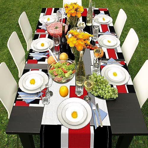 ArtSocket Table Runner and Placemats Set of 6, Geometric Abstract - color: Geometric Red