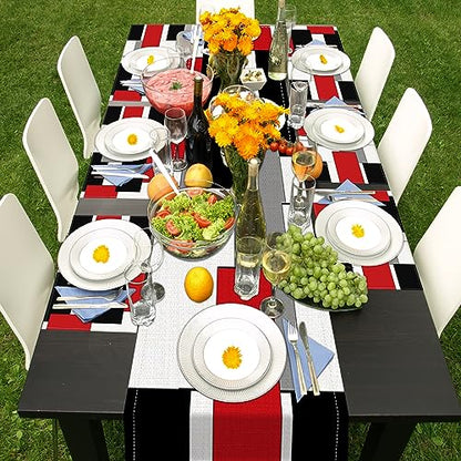 ArtSocket Table Runner and Placemats Set of 6, Geometric Abstract - color: Geometric Red