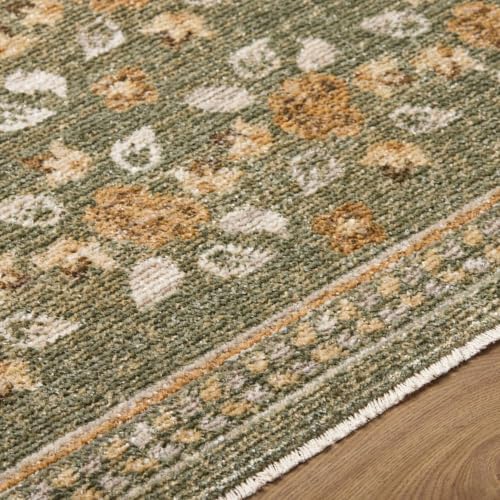 Hauteloom Fladxi Living Room, Bedroom Area Rug - Rustic Floral Bohemian - Olive, Green, Taupe, Tan - 5' x 7'5" - color: Olive, Taupe, Tan / Fahima, size: 4'11" x 7'5" (Rectangular)