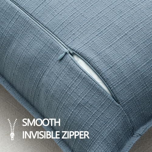 MIULEE Thick Textured Euro Sham Throw Pillow Covers 24x24 Inch Blue - color: Blue, size: 24" x 24" (Pack of 2)