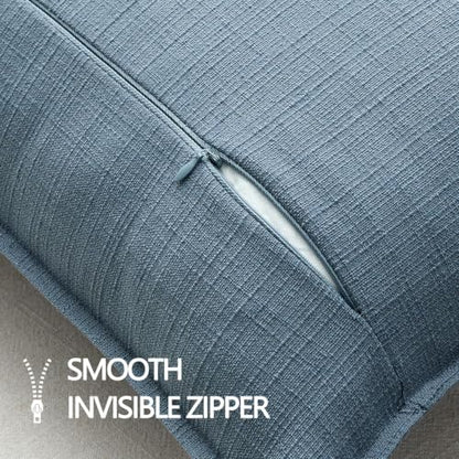 MIULEE Thick Textured Euro Sham Throw Pillow Covers 24x24 Inch Blue - color: Blue, size: 24" x 24" (Pack of 2)