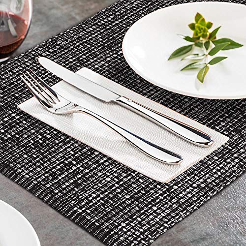 Urban Villa Two Tone Placemat Cotton Tablemat 14x20 (Set of 6) Black White - color: Black/White, size: 14" x 20"