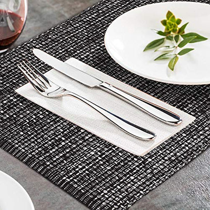 Urban Villa Two Tone Placemat Cotton Tablemat 14x20 (Set of 6) Black White - color: Black/White, size: 14" x 20"