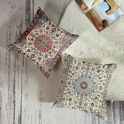 Sanwarm Linen Throw Pillow Covers Set of 4, 20 x 20 Inch, Boho Mandala - color: Mandala Brown, size: 20" x 20" (Pack of 4)