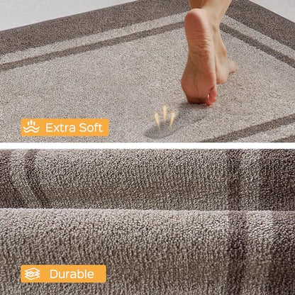 anllugs Kitchen Rugs 24" x 96", Non-Slip Runner Rugs, Beige & Grayish Brown - color: Beige & Grayish Brown, size: 24" X 96"