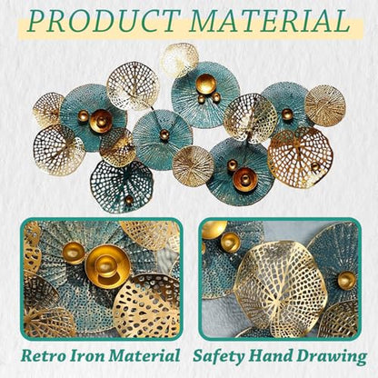 edaknez Large Metal Wall Art, 50"x26" Metal Lotus Leaf Flower Wall Decor - color: C 50 inch x 26 inch