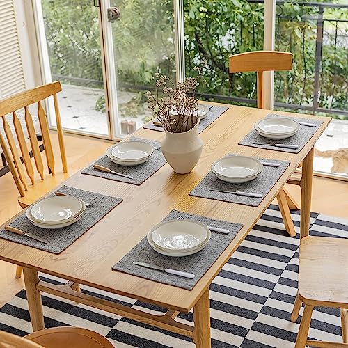 Demetex Cloth Placemats Set of 6 Table Mats Gray Linen Place Mats for Buffet Kitchen and Dining Room, Ash Grey - color: Ash Grey, size: Placemats set of 6